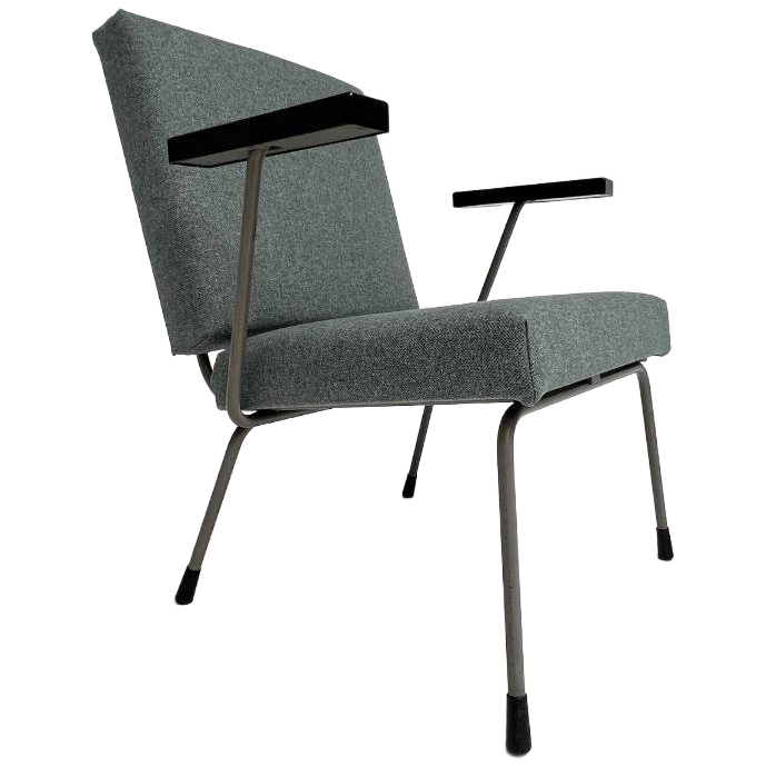 Opnieuw Gestoffeerde Blauwe Gispen 1401 Fauteuil, 1950's image 1