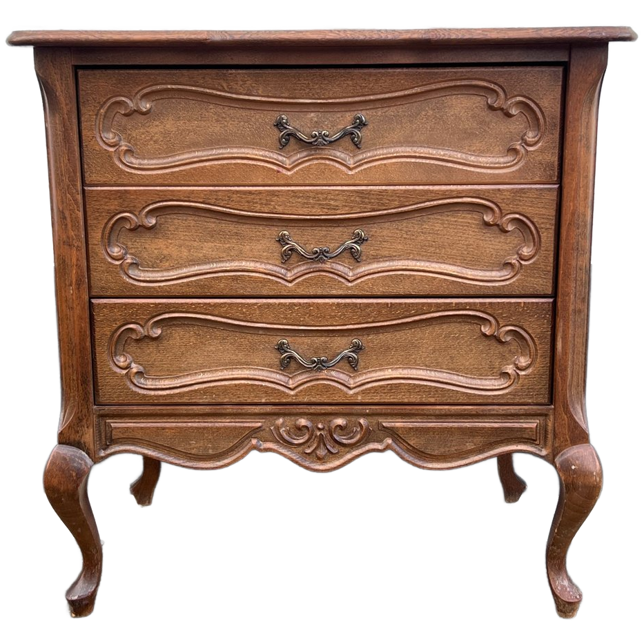 Vintage 3 Ladekast Op Schattige Gebogen Pootjes, 72 Cm Hoog En 70 Cm Breed image 1