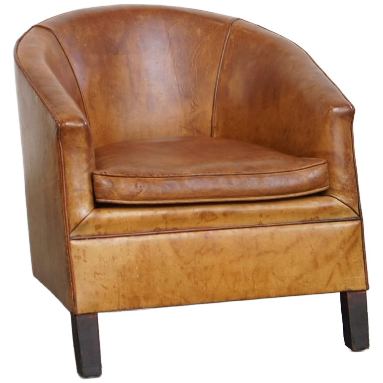 Unieke, Tijdloze Vintage Schapenleren Art Deco Design Fauteuil Van Bart Van Bekhoven image 1