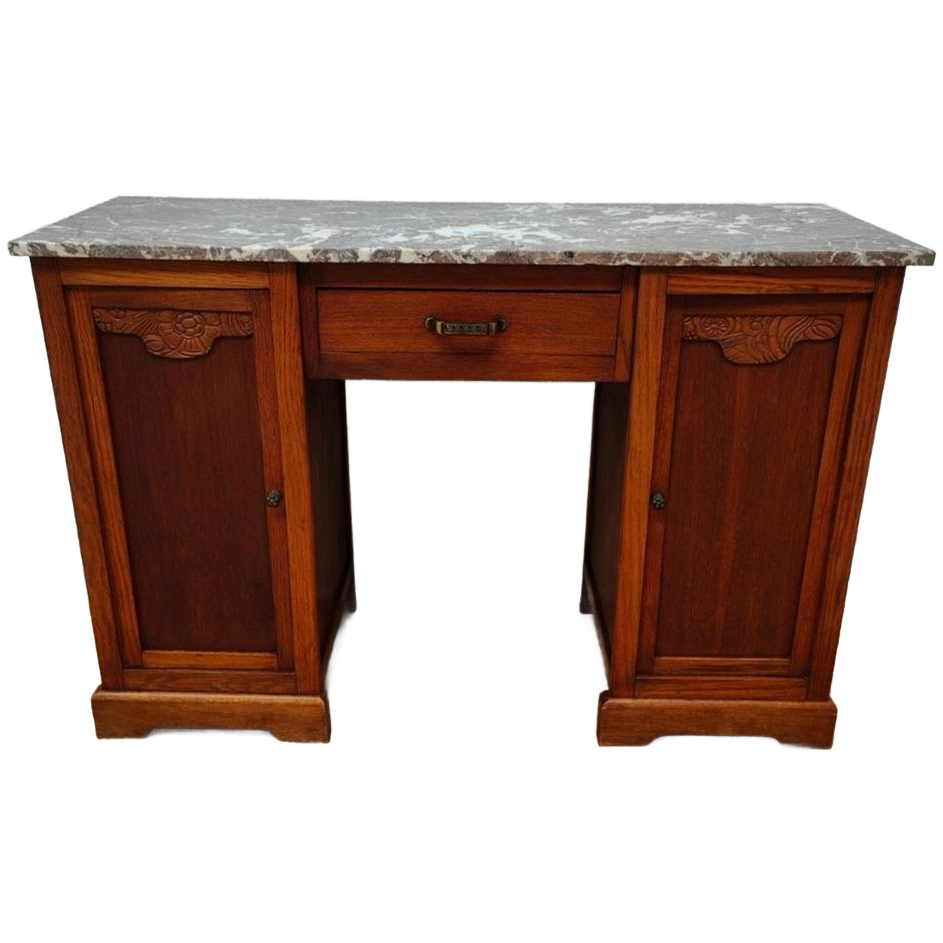 Vintage Antiek Bureau Buro Sidetable Kaptafel Marmer Blad image 1