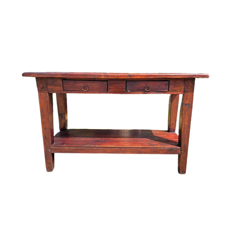 Donker Teakhouten Sidetable, Wandtafel, Console Afm. 120x40c image 1