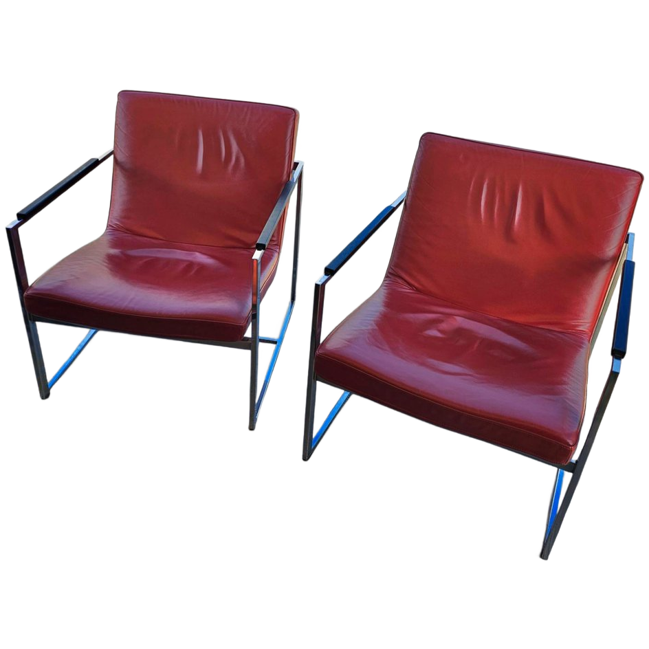 2 X Oscar Lounge Chair / Martin Haksteen / Harvink / Red Leather / Very Good Condition / 1980s image 1
