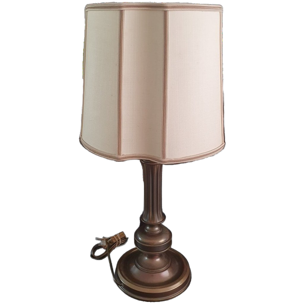 Vintage - Tafellamp - Kastlamp - Messing - Stoffen Kap - Herda image 1
