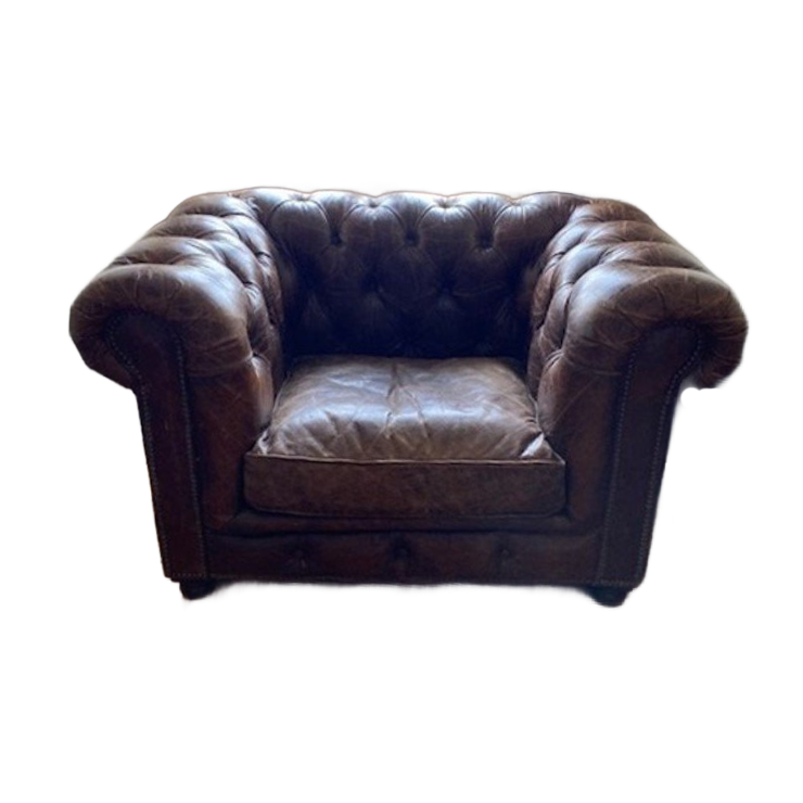 Vintage Chersterfield Club Fauteuil Cognac Leer image 1