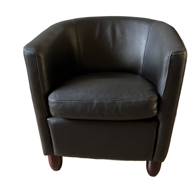 2 Leren Kuipstoelen : Donkerbruin Leer image 1