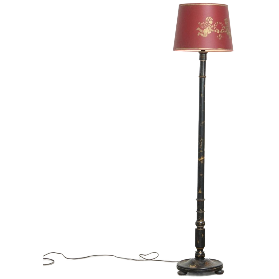 Prachtige Antieke Engelse Staande Lamp Uit Begin 1900 In Japanse Stijl Met Uniek Schilder Werk image 1