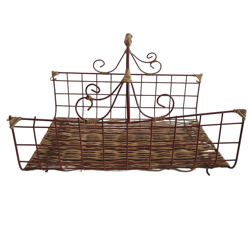 Bloemen(pluk)mand Of Frans Stokbroden Mand Met Rode Draad En Rieten Afwerking image 1
