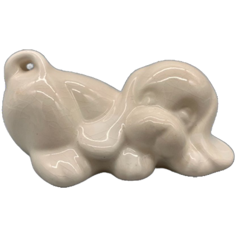 Vintage Deco Hondje Wit Keramiek 80's image 1