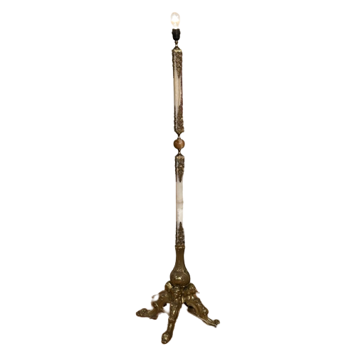 Fifties Italiaanse Lampadaire Onyx Marmer, Hollywood Regency image 1