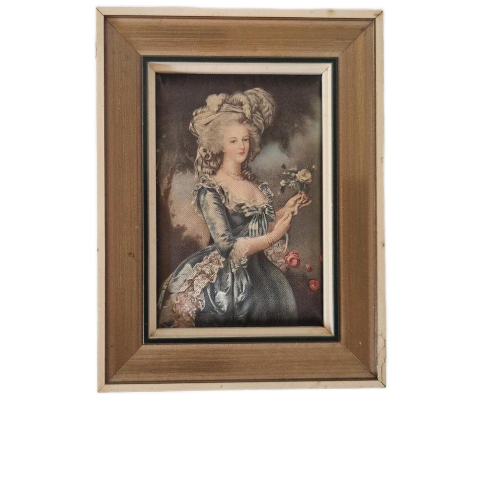 Vintage Zijde Lijstje Kitsch Mini Schilderijtje image 1