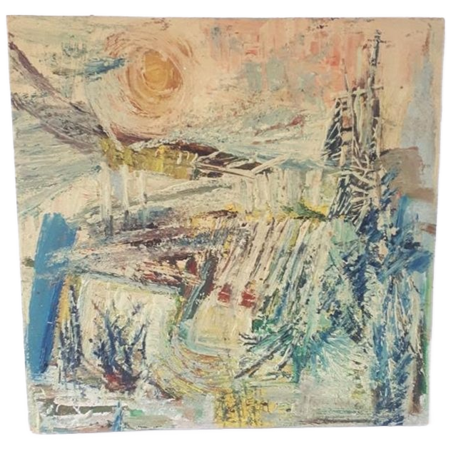 Jaren 70 Origineel Vintage Schilderij Acryl Op Hardboard image 1