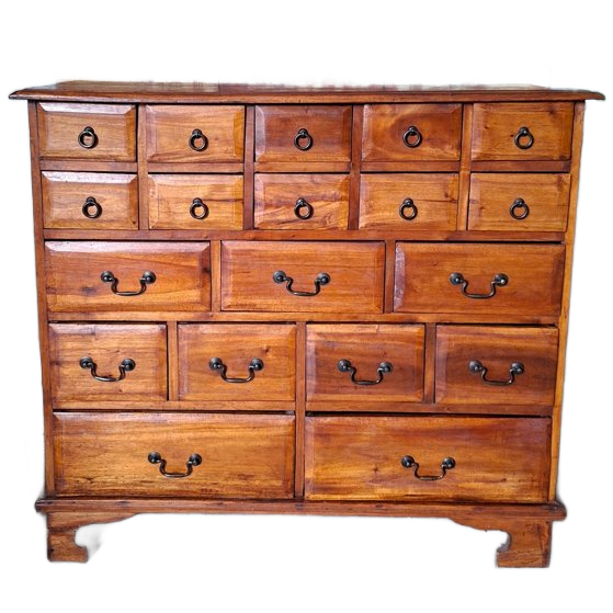 Antieke Geleefde Ladekast, Apothekers, Archiefkast Afm, 105x42cm En 94cm Hoog. image 1