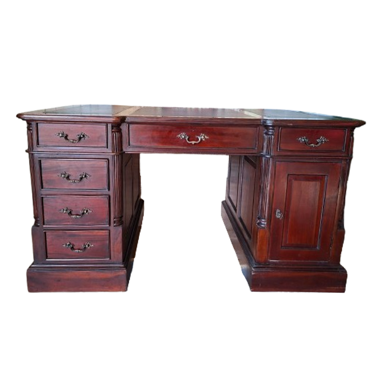 Klassieke Engels Dubbelzijdig Bureau, Schrijftafel, Partnerdesk Kast Afm.150x90cm En 80cm Hoog. image 1