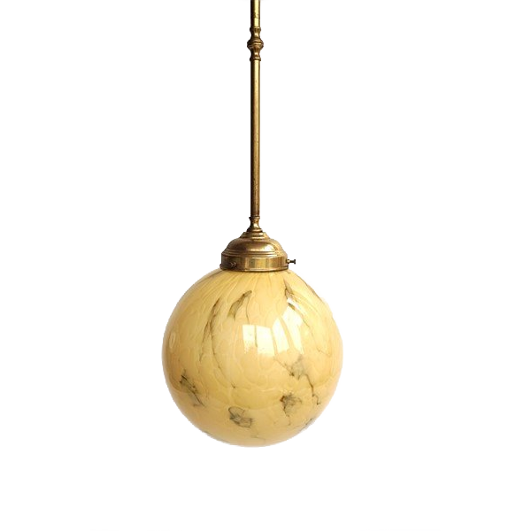 Art Deco Glazen Hanglamp Gemarmerd image 1