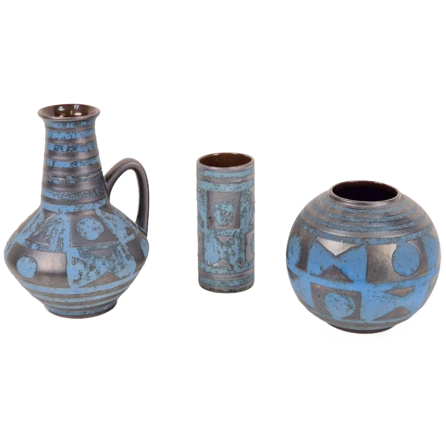 Set 3 Vintage Ankara Carstens Vaas W. Germany ‘60 Fat Lava image 1