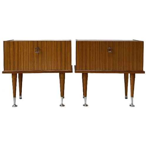 Set Vintage Teak Houten Nachtkastjes image 1