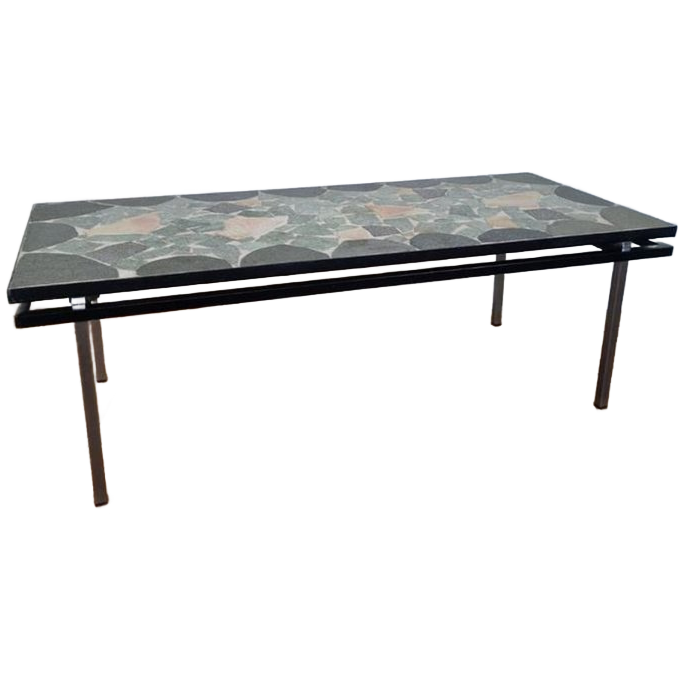 Mid Century Natuurstenen Tafel Met Zwevend Blad Design image 1