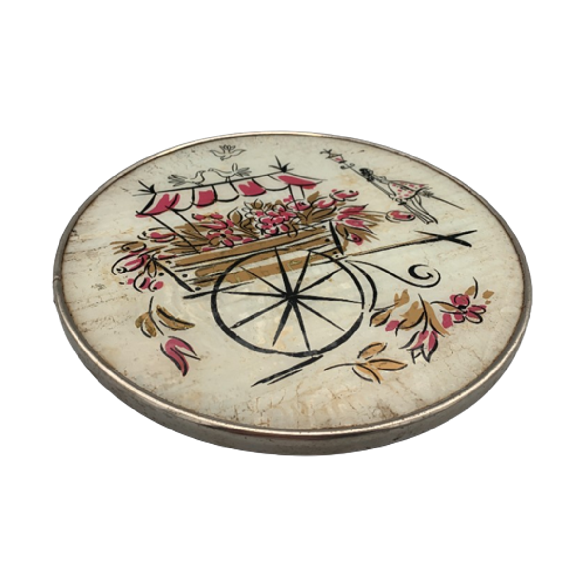 Mid Century Dienblad Plateau Ijzer/glas image 1