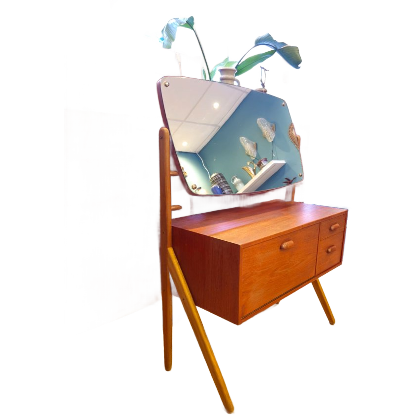 Vintage Deense Make-up Kaptafel Spiegel Make Up Opmaak Tafel image 1