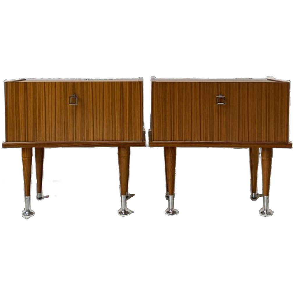 Vintage Set Teak Houten Nachtkastjes image 1