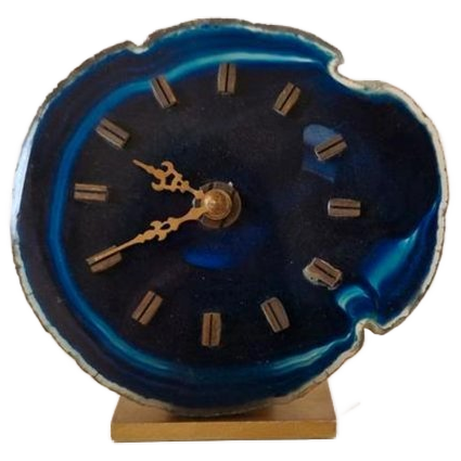 Vintage Klokje Agaath Steen Messing Tafelklok image 1
