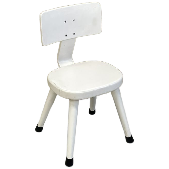 Wit Vintage Schoolstoeltje Retro Schuine Pootjes image 1