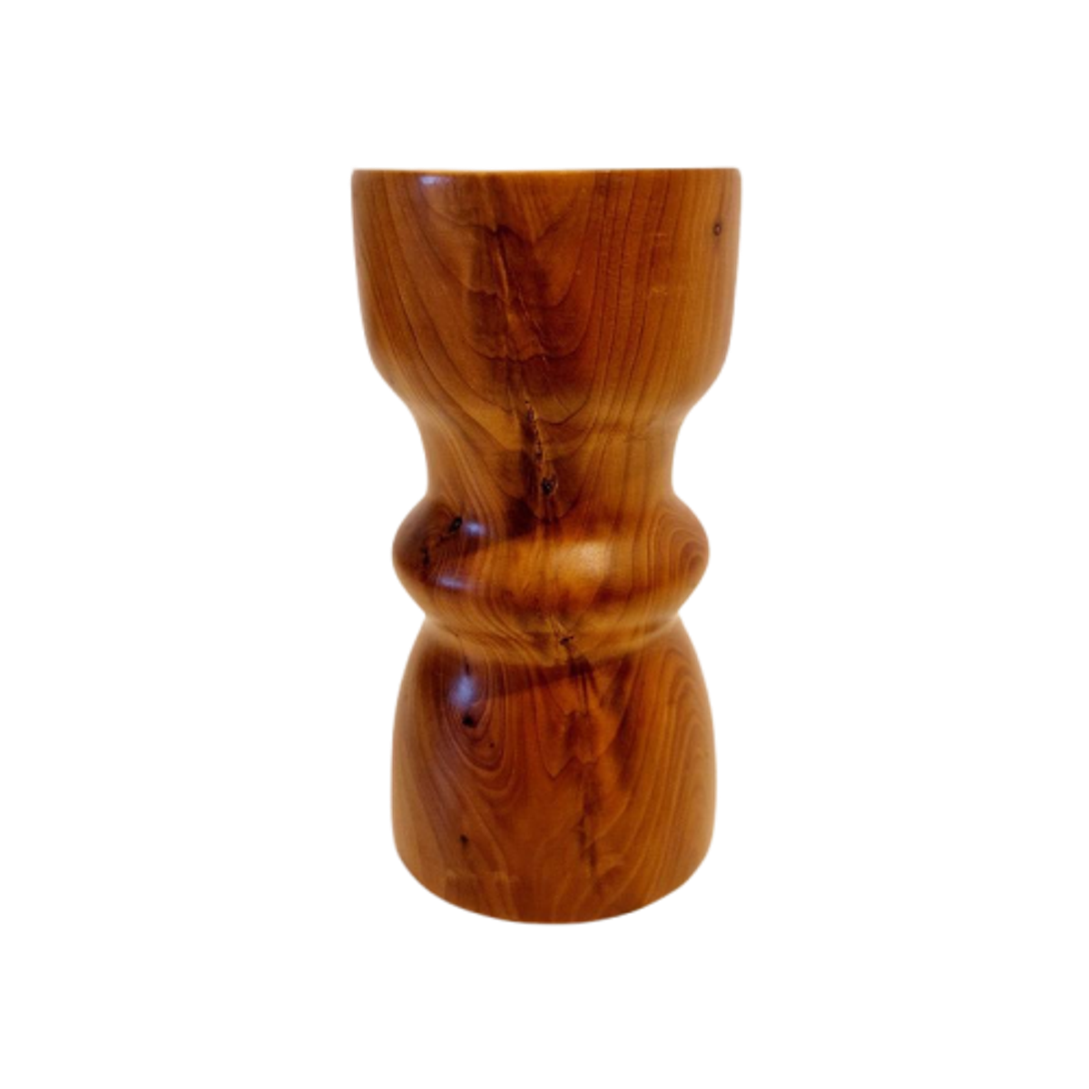 Vintage Walnoothout Kandelaar Waxinelicht Houder image 1