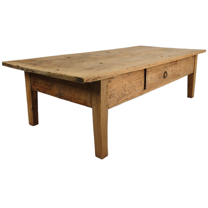 Antieke 19e Eeuwse Franse Boeren Salontafel Van Eikenhout image 1