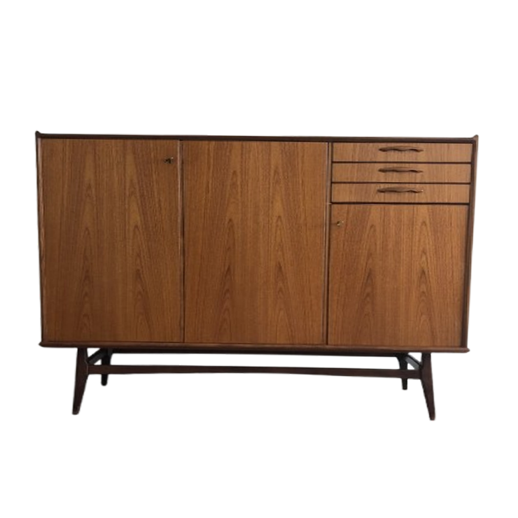 Vintage Teak Sideboard Dressoir, Highboard Uit Zweden image 1