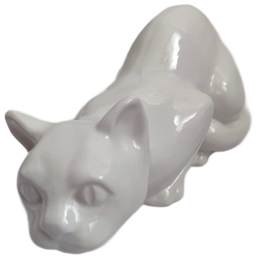 Vintage Keramiek Kat Poes Wit Beeldje Decoratie image 1