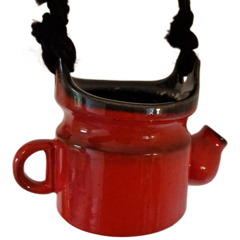 Vintage Hangpot Rood Keramieke Bloempot image 1