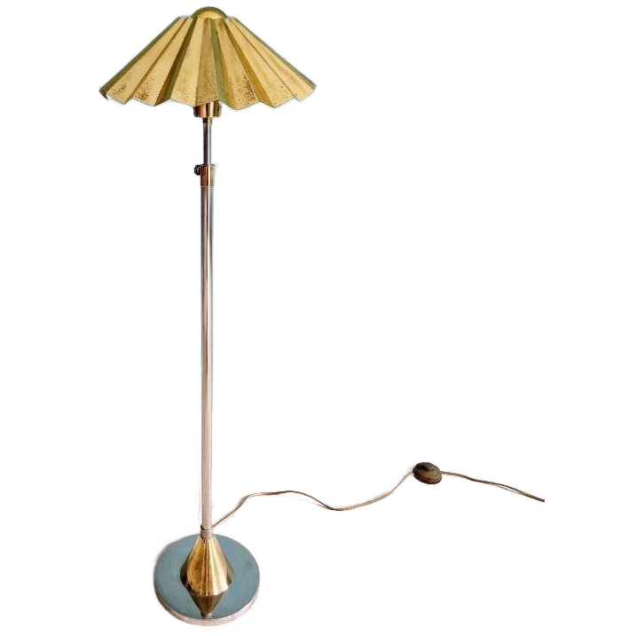 Lampe Sur Pied En Métal Chromé Et Laiton, 1970 image 1