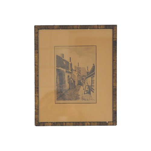 Bruine Vintage Lijst Ets Dorp image 1