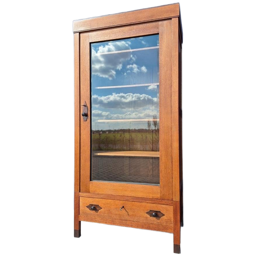 Antieke Vintage Eiken Vitrinekast, Art Deco Style, Kast image 1