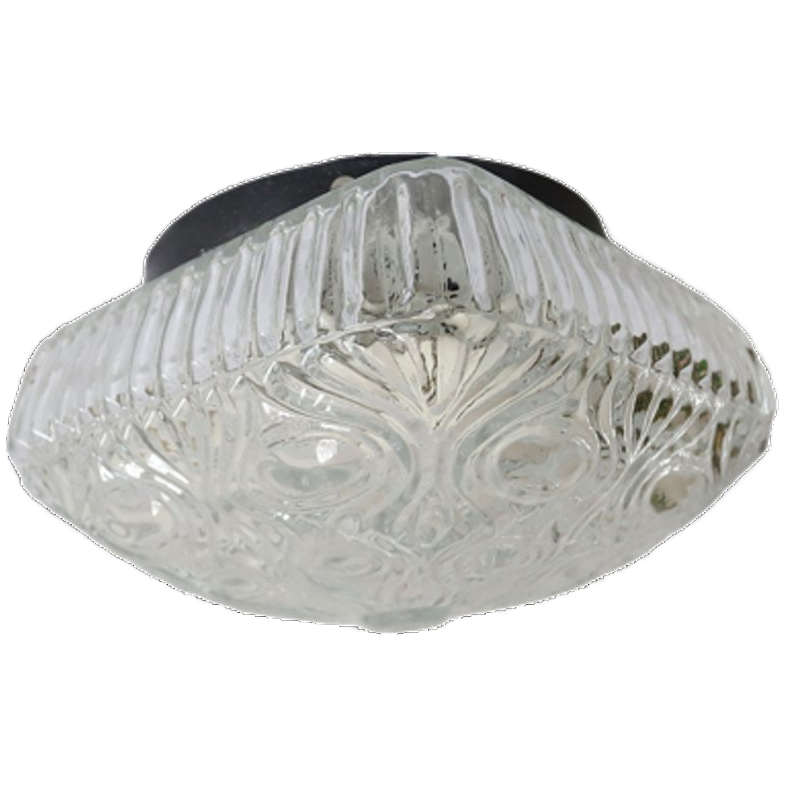 Vintage Glazen Vierkante Afgeronde Plafonniere Massive, Jaren '60 image 1