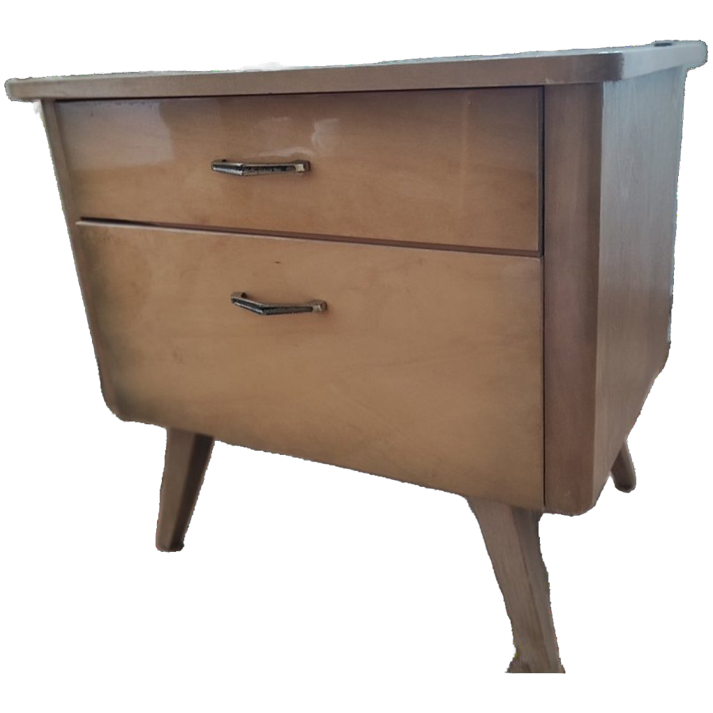 Vintage Nachtkast Bedside Table Nachtkastje Hout Lade image 1