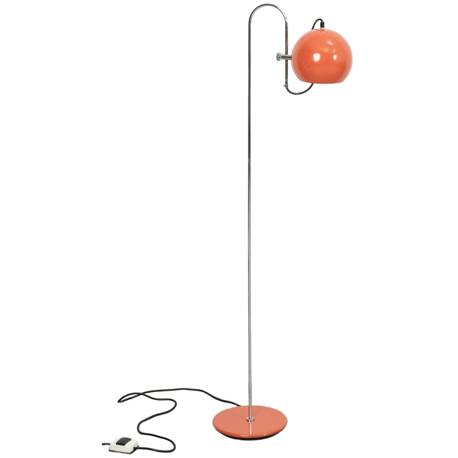 Oranje 70's Vloerlamp Met Verstelbare Bol image 1