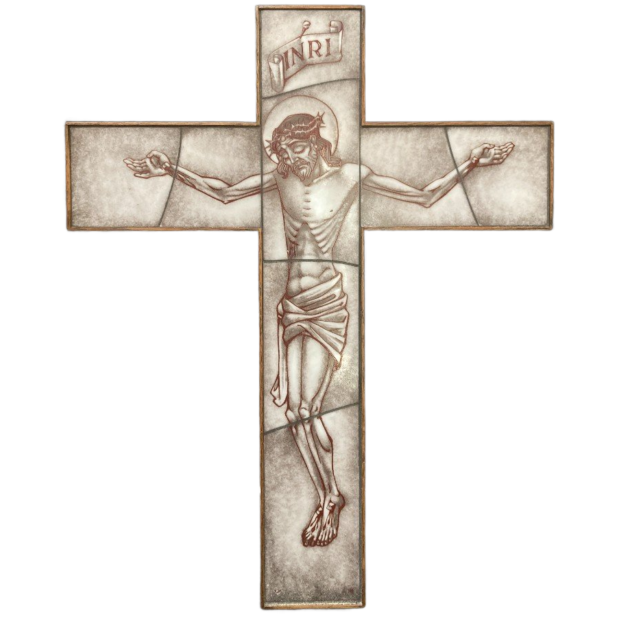 Gebrandschilderd Opaline Glas Christus, 49 Cm Hoog image 1