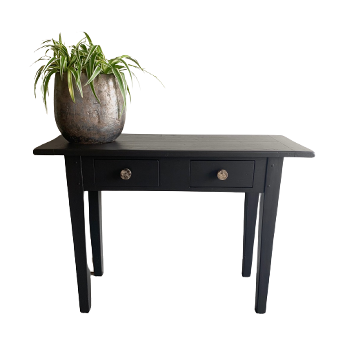 Mat Zwarte Side Table Met Marmer Look Knoppen Bijzettafel