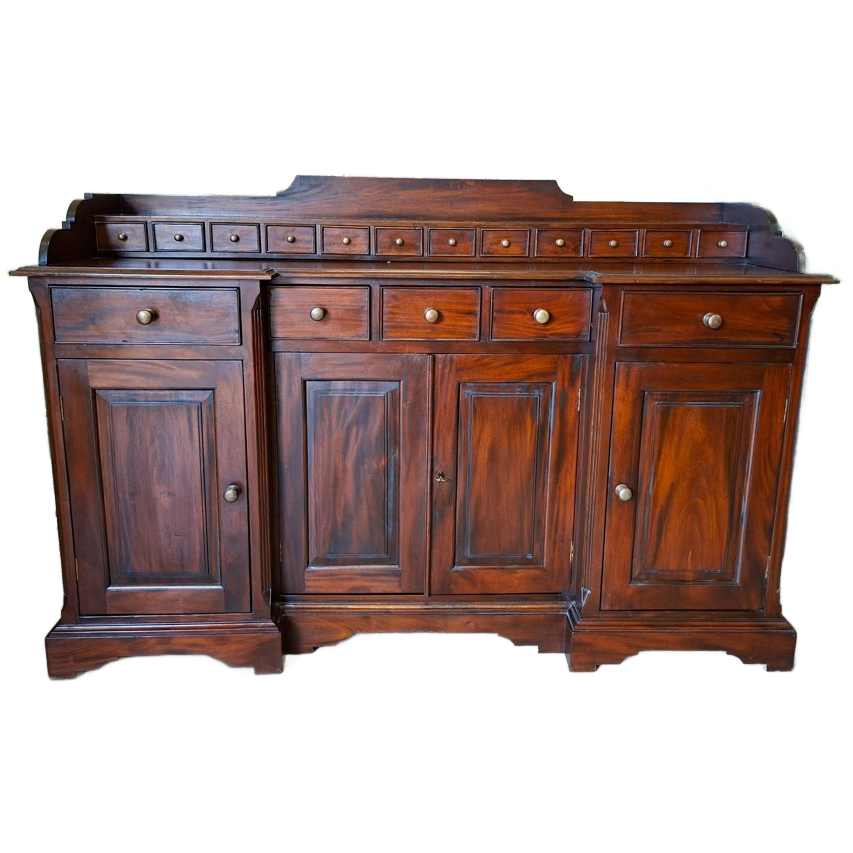 Klassiek Mahoniehouten Dressoir, Wandconsole, Commode Met Vele Lades, Afm. 165x47cm En 90/110cm Hoog. image 1
