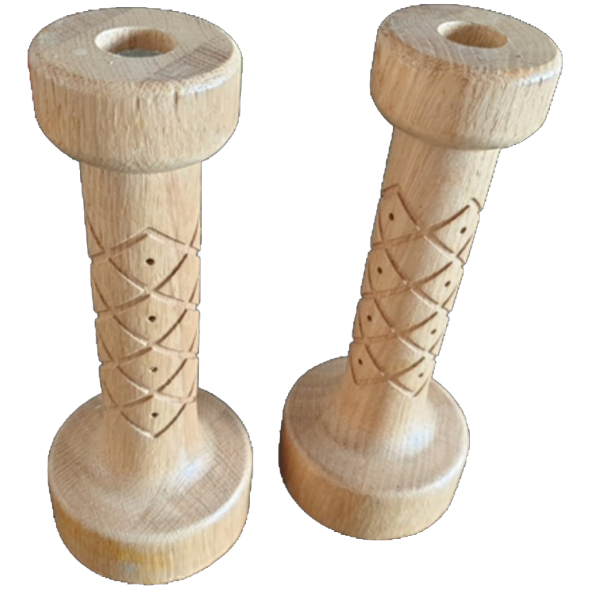 Houten Kandelaars Retro Uitstraling Handgemaakt 2 St image 1