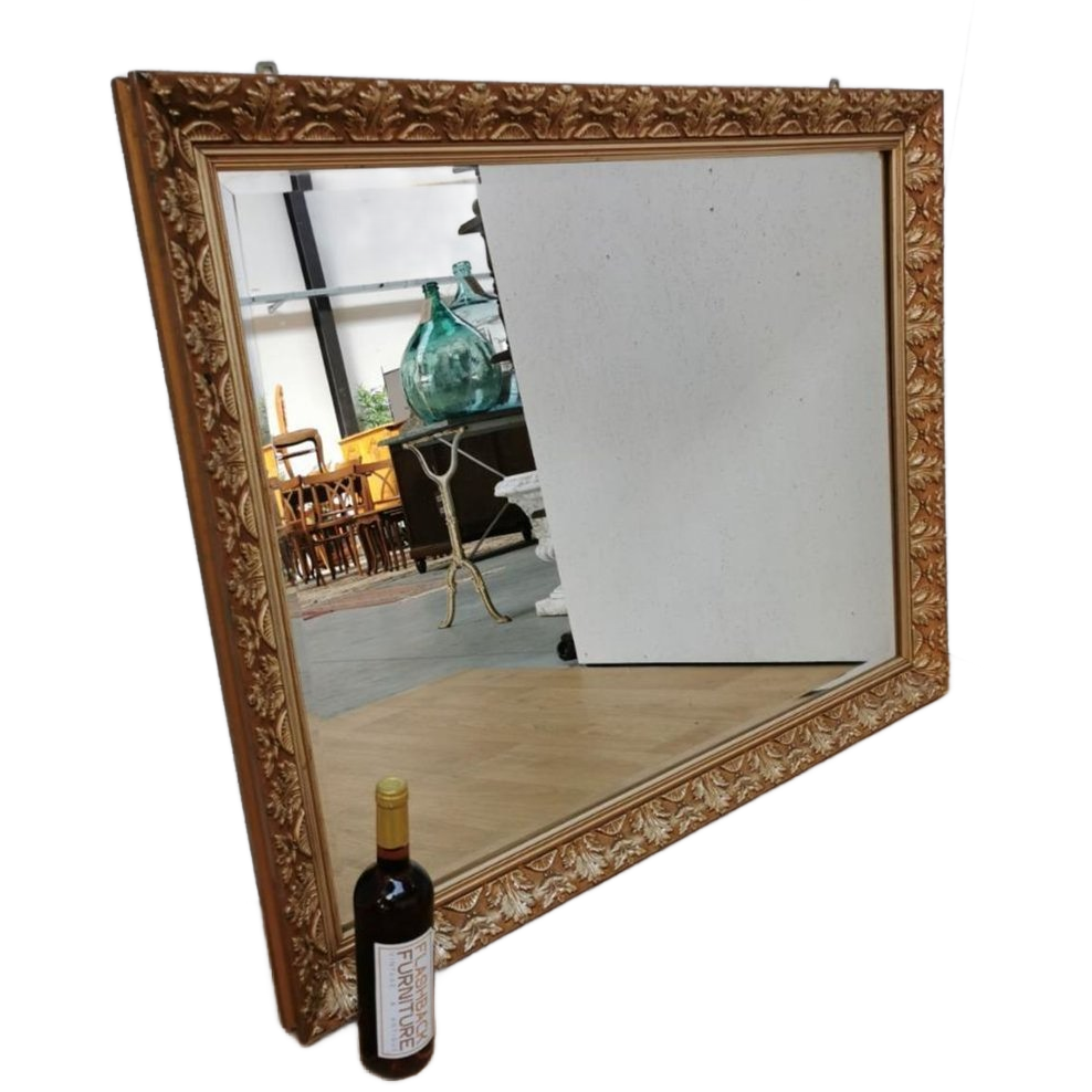 Grote Vintage Goudkleurige Hollywood Chic Schouwspiegel Spiegel Facet Geslepen image 1