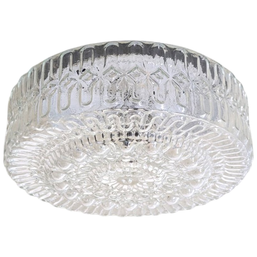 Vintage Ronde Glazen Plafonnière / Plafondlamp – Jaren 60/70 - (kh34) image 1