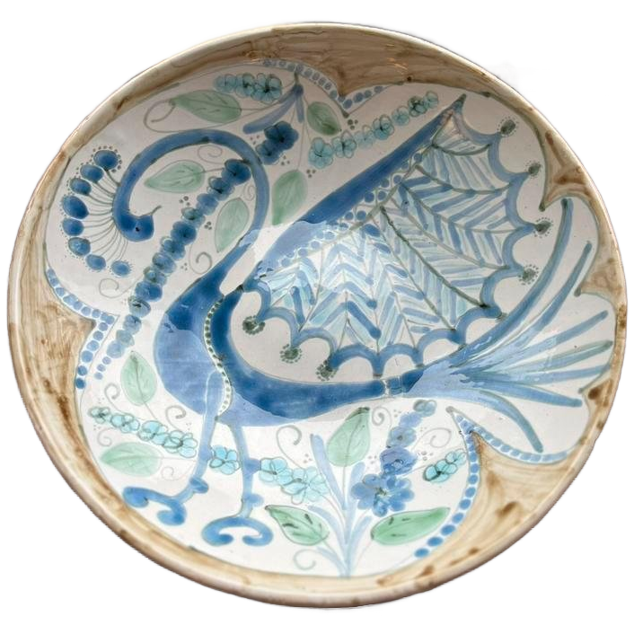 Handmade Gesigneerde Keramiek Schaal Pauw Vintage image 1