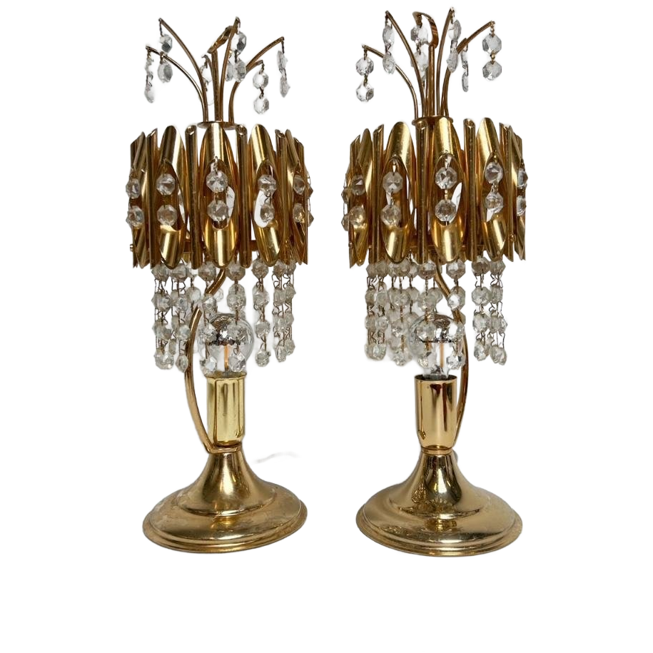 Set Kristallen Tafellampen Uit Spanje, 1970's image 1