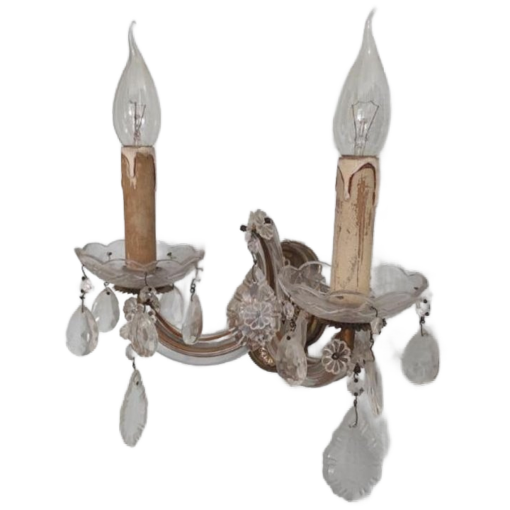 Vintage Brocante Wandlamp Met Glazen Pegels image 1