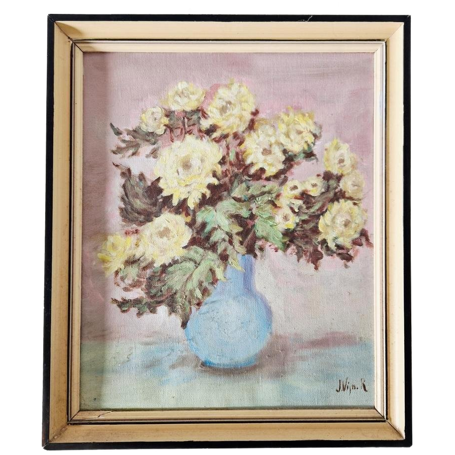 Olieverf Op Doek J Vijn . R Bloemen Schilderij image 1