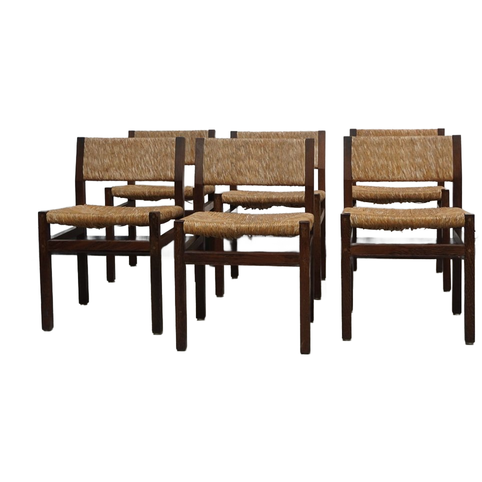 Wenge & Wicker Dining Chairs Set Of 8 'se82' Design By Martin Visser, 1970s image 1