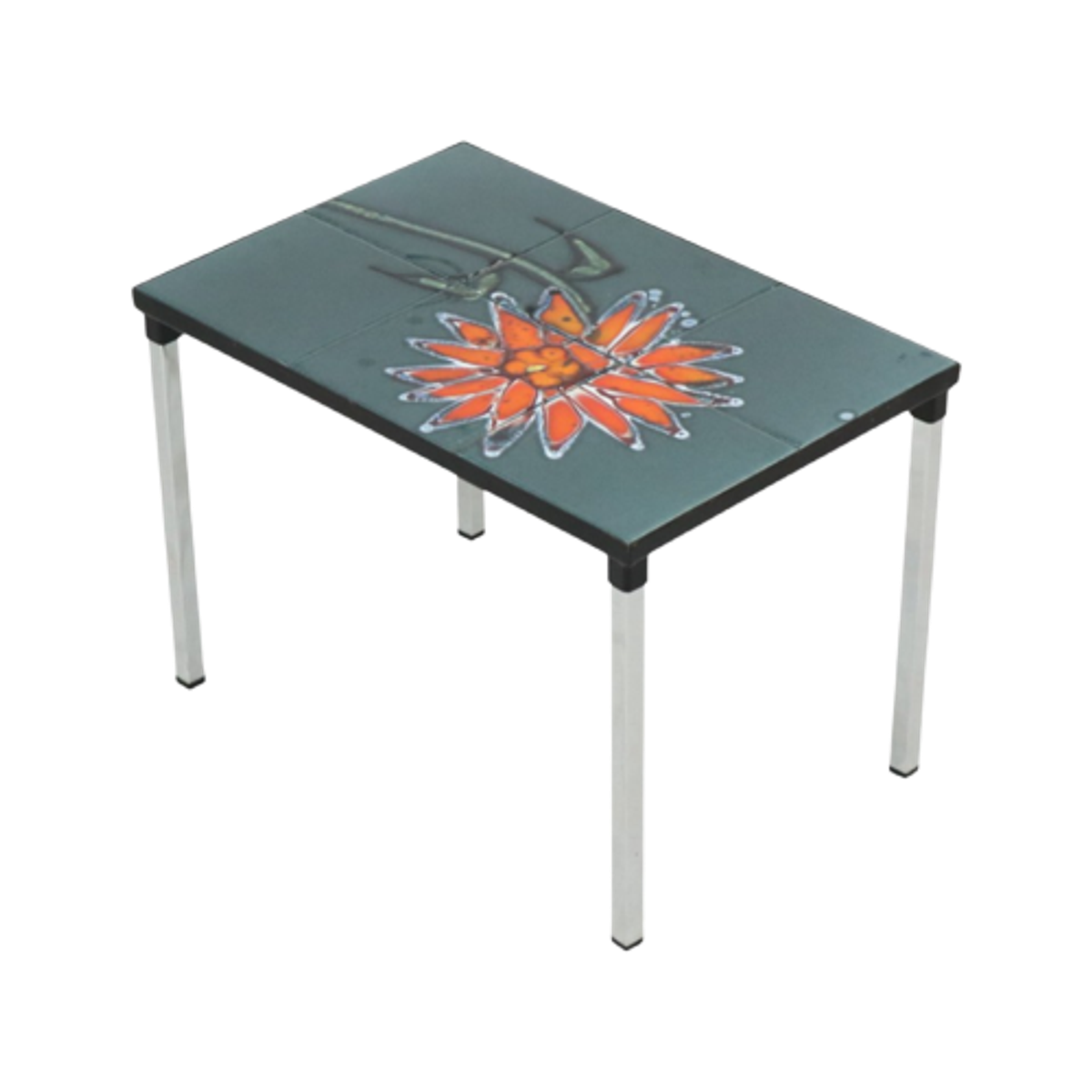 Kleine Keramische Tegeltafel Chroom Adri Belarti Oranje Bloem 47cm image 1