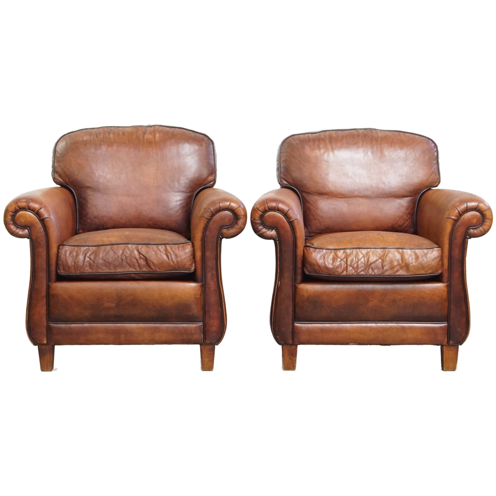 Set Van 2 Schapenleren Armchairs In Engelse Stijl Met Een Unieke Vormgeving En Mooie Kleuren image 1